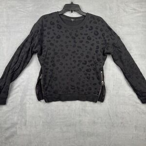 Rails Marlo Flocked Leopard Sweatshirt Size S Black Crewneck Long Sleeve